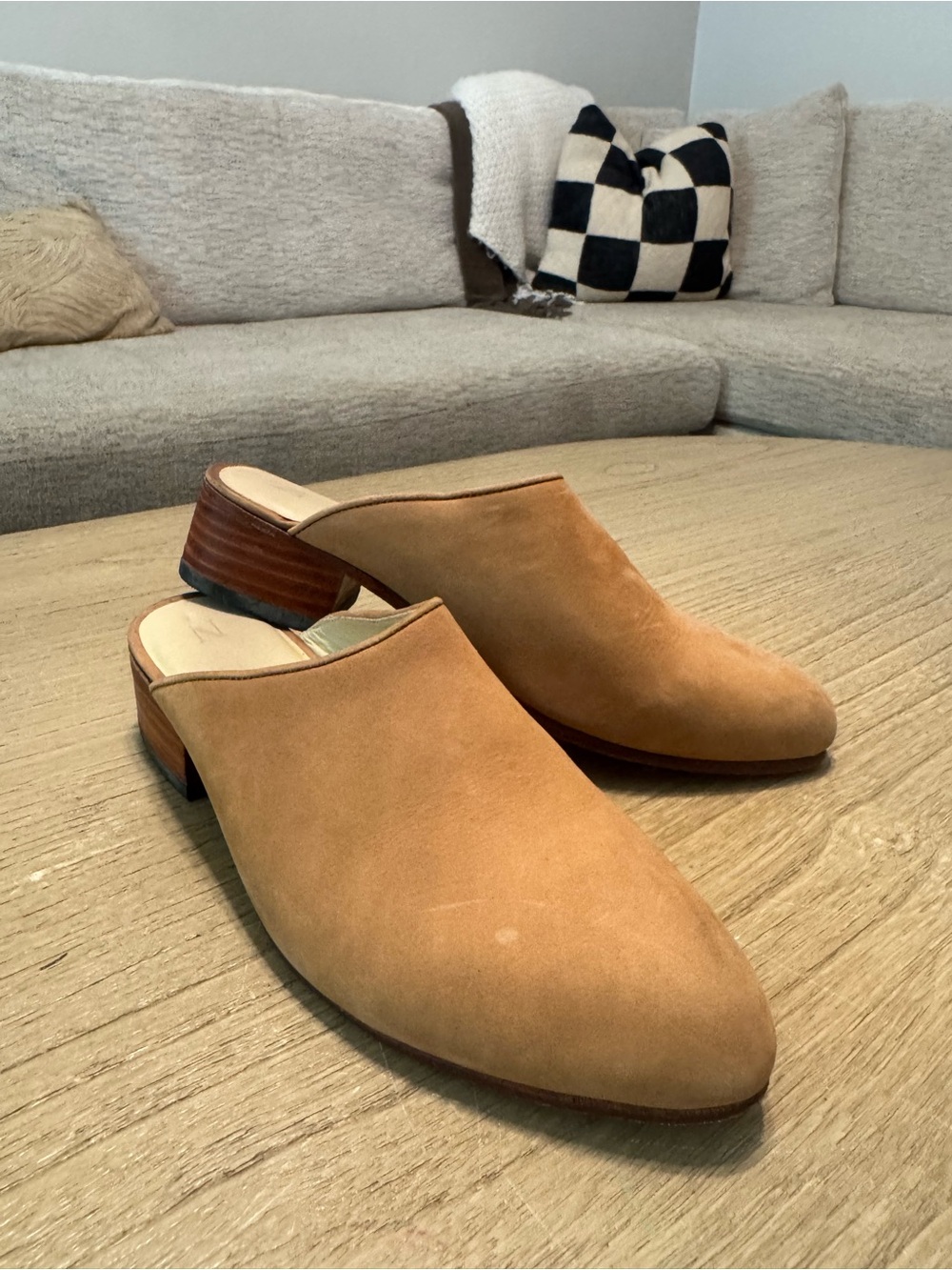Nisolo Tan Suede Slip-On Mules